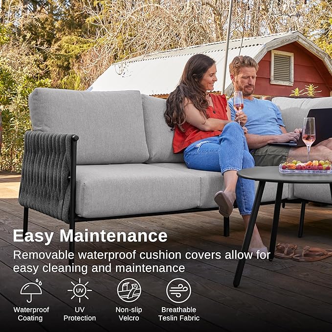 EAST OAK Life Chatter Patio Furniture Set, Outdoor Furniture Sectional Sofa Set - Image 4