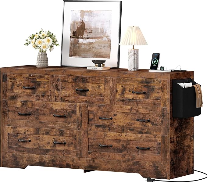 YITAHOME Rustic Brown Drawers TV Stand - Image 4