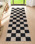 Lahome Checkered Easy Jute Runner Rug, 2x6 Kitchen Runner Rug Non Slip Washable by Lahome
