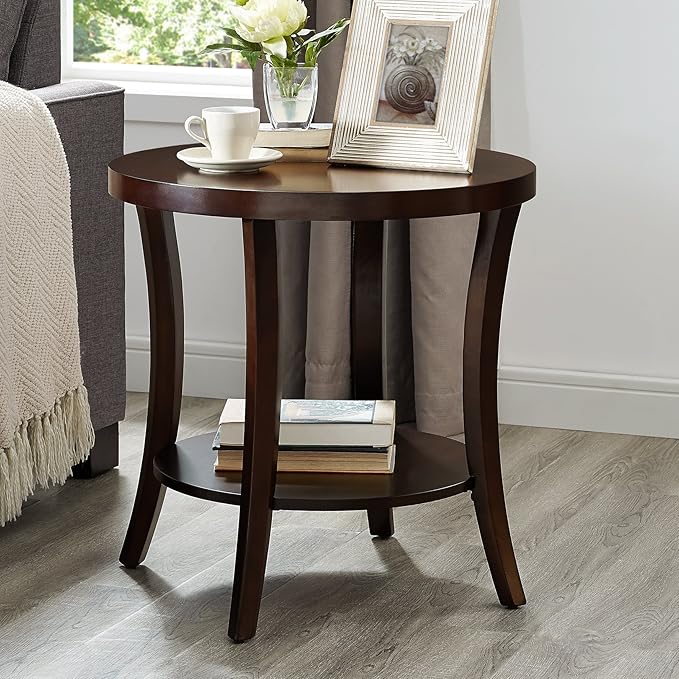 Roundhill Furniture Perth Contemporary Round End Table - Image 2