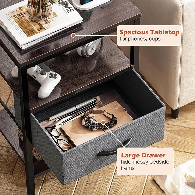 SUPERJARE Nightstand Set of 2, Bed Side Tables - Image 5