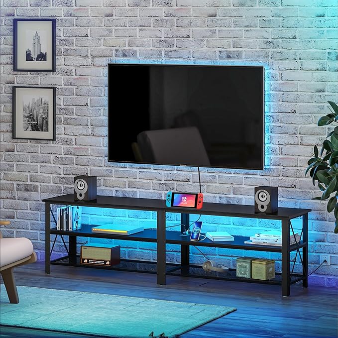 Clikuutory Modern Black 71 inch Metal TV Stand - Image 8
