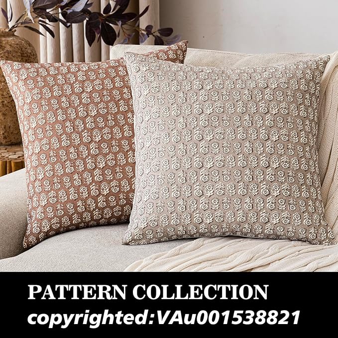Foindtower Set of 2 Decorative Neutral Floral Print Throw Pillow Covers Vintage - Image 4