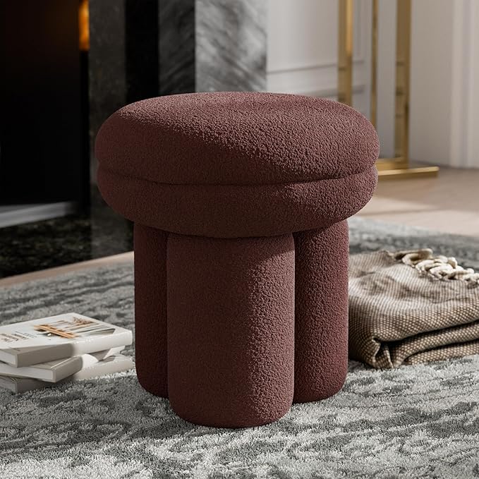 Furniture of America Rami Modern 18-inch Mushroom-Shape Upholstered Ottoman by FurnitureofAmerica