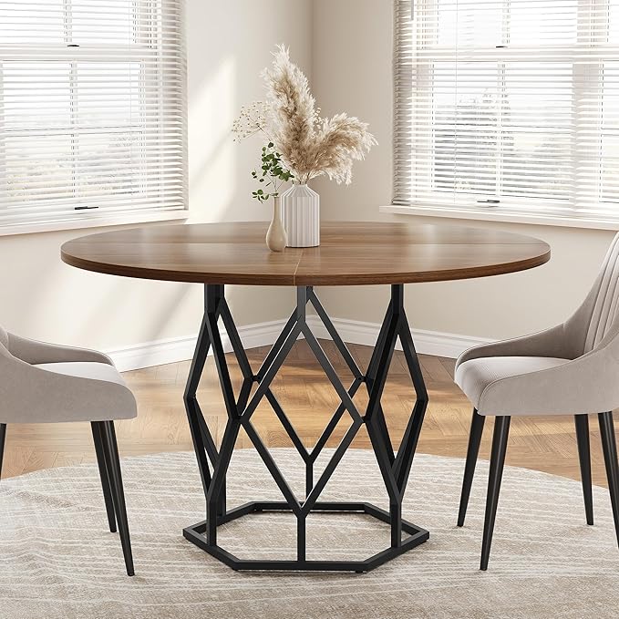 GarveeHome Round Dining Table for 4-6 People, 47 Inch Farmhouse Kitchen Table - Image 6