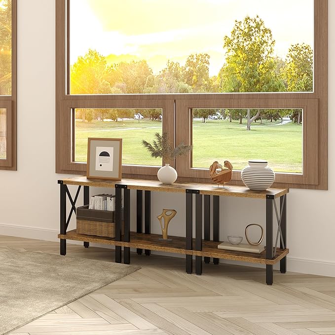 Large End Table Farmhouse Side Table Industrial Style Sofa Table Coffee Table - Image 8