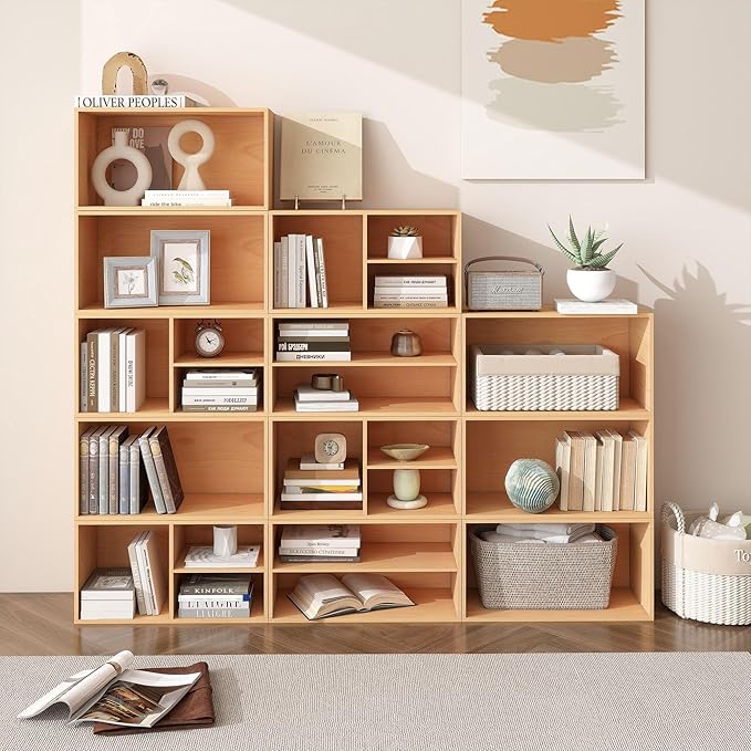 Sebastack 3 Cube Organizer Bookcase, Expandable Storage Shelves, Wooden Open - Image 5