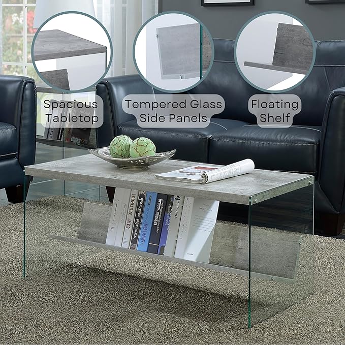 Convenience Concepts SoHo Modern Living Storage Shelf, Contemporary Coffee Table - Image 5
