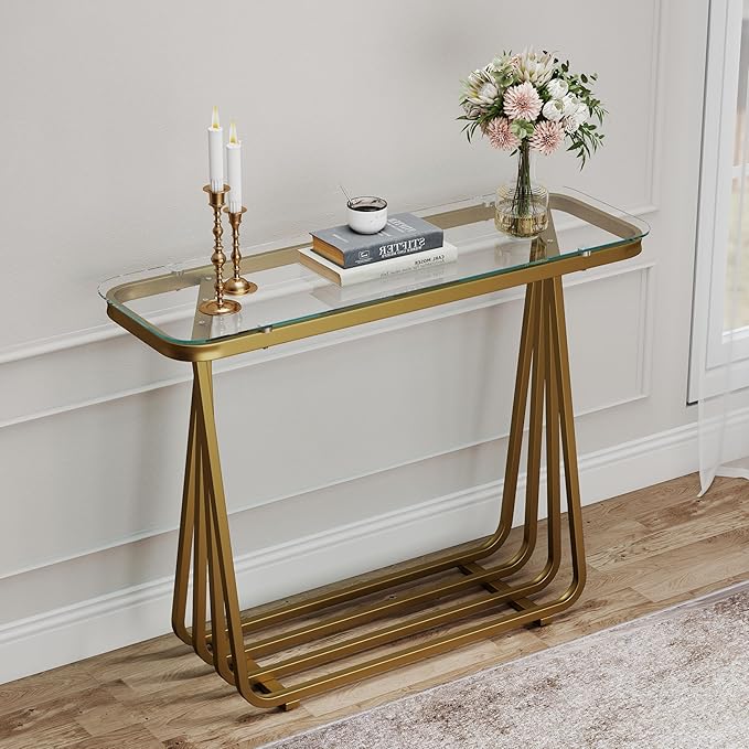 OIOG Glass Console Table for Entryway, Modern Entrance Table - Image 2
