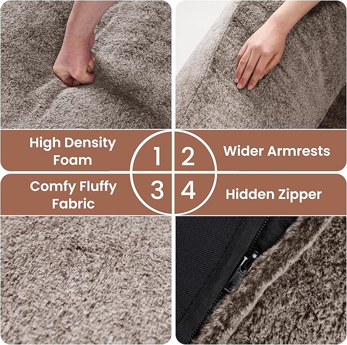 Bean Bag Chairs for Adults, Giant Beanbag Sofa Comfy Reading Chair, Oversized - Image 6