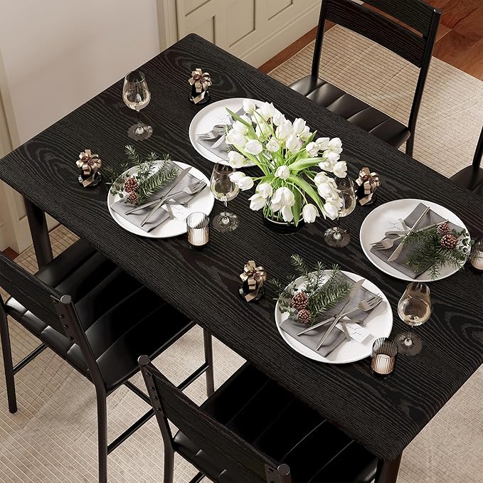 IRONCK Dining Table Set for 4, Wood Kitchen Table - Image 4