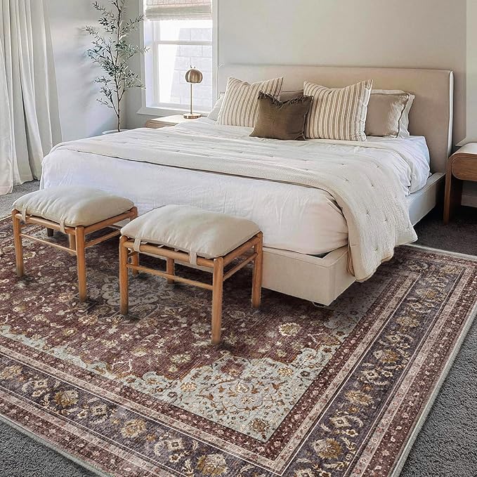 Area Rug 6'x9' Washable Vintage Traditional Floor Cover Thin Retro Kitchen - Image 2