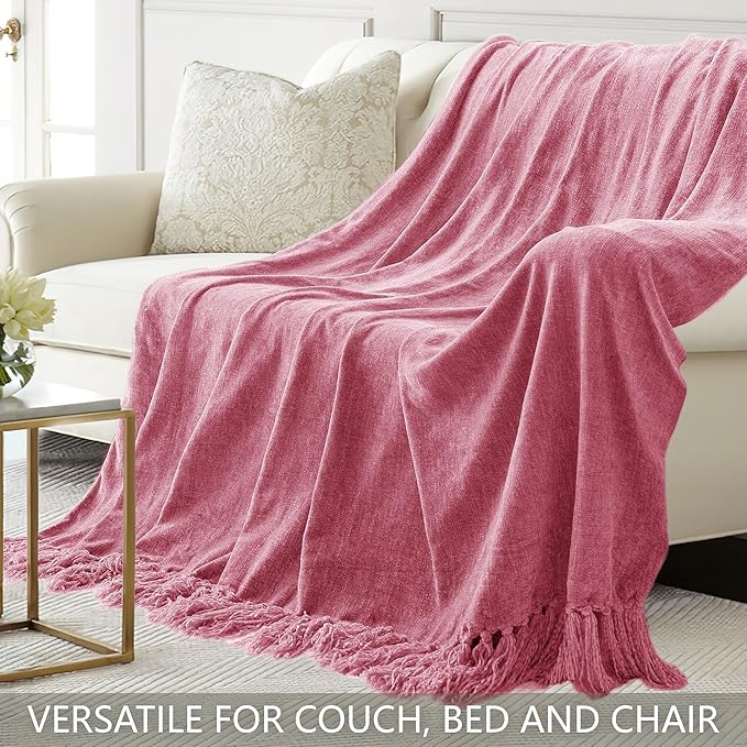 Chenille Throw Blanket for Couch 60"X 80" Twin, Soft Cozy Throws - Image 4
