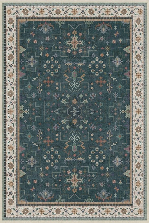 Vintage Dark Green 6x9 Dining Room Rugs - Image 2