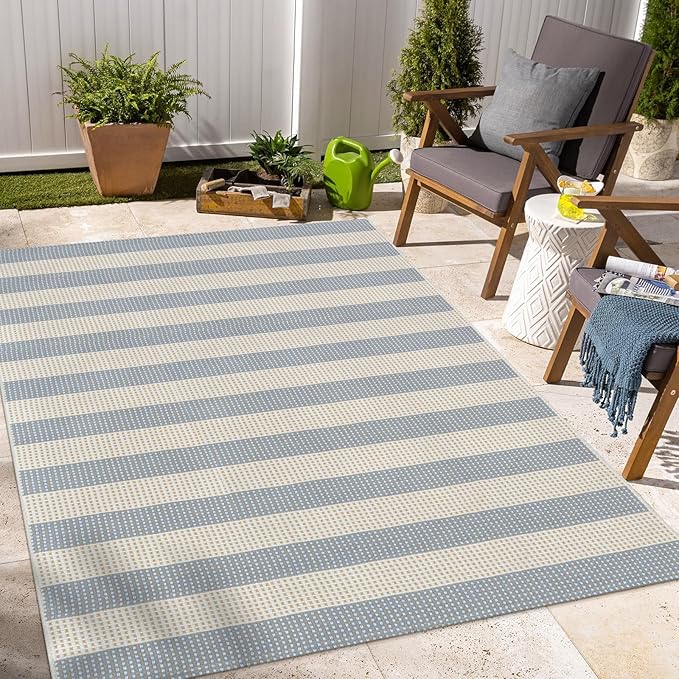 OJIA Washable Area Rugs 4'x6', Striped Outdoor Rug Cotton Woven Entryway Rugs - Image 7