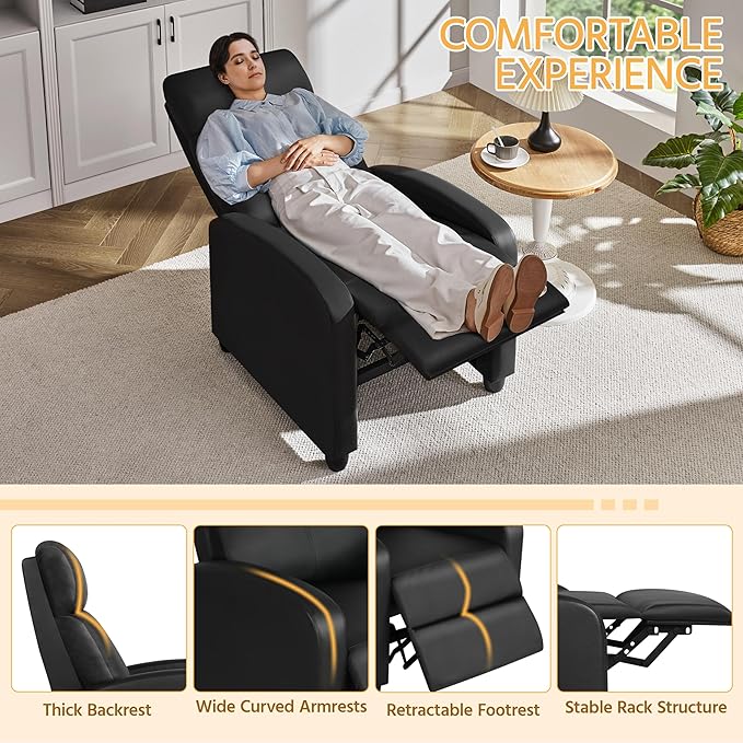 Yaheetech Recliner Chair PU Leather Recliner Sofa Home Theater Seating - Image 5