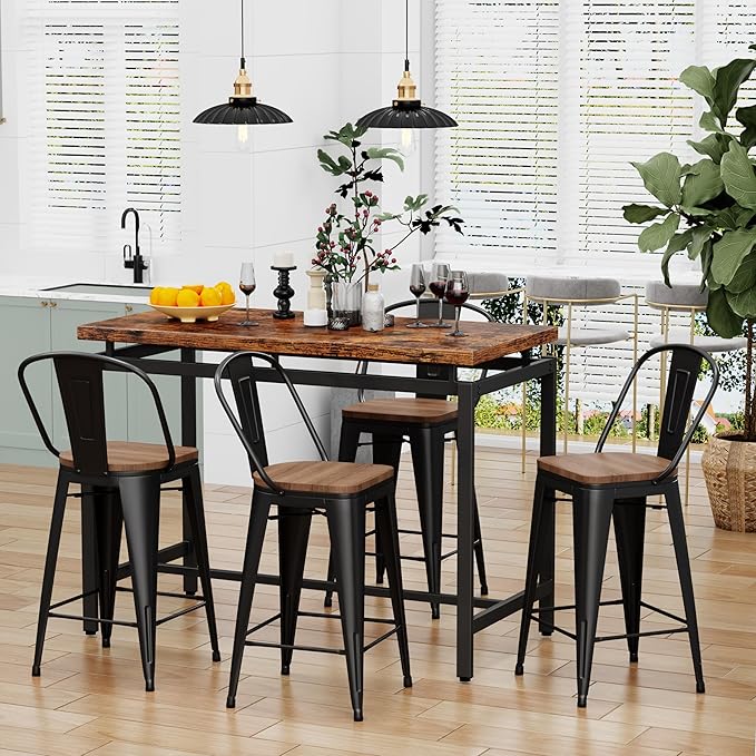 Changjie Furniture 24 Inches Metal Barstools Set of 4 Counter Height Bar Stools - Image 8