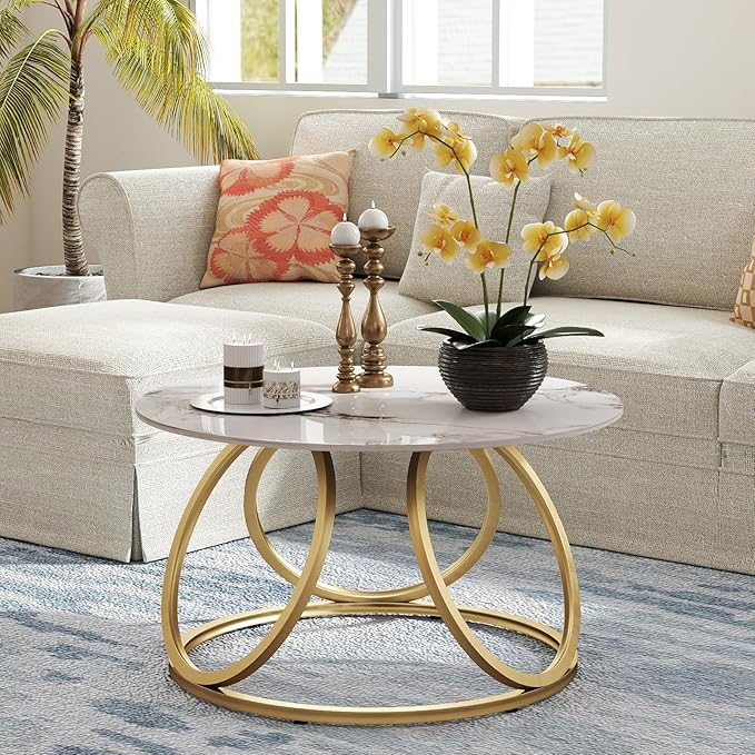 OIOG Round Coffee Table for Living Room, Modern Coffee Table by OIOG