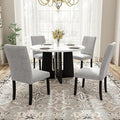 Merax 5-Piece Round Dining Table Set, Modern 4 Upholstered Chairs by Merax