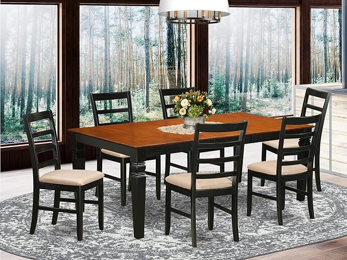 East West Furniture LGPF7-BCH-C 7 Piece Kitchen Table & Chairs Set Consist of a - Image 2