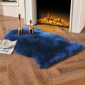 duduta Navy Blue Faux Sheepskin Throw Rug 2x3 ft, Fluffy Shag Fur Chair Cover by Duduta