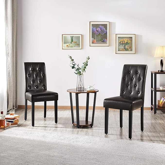 Yaheetech Dining Chairs Set of 2 Modern Style Faux Leather Dining Room Chairs - Image 2