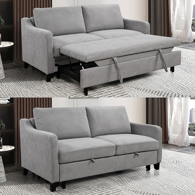 ERYE Modern 3-in-1 Sofa Loveseat Convertible Sleeper Sofabed, Queen Size - Image 10