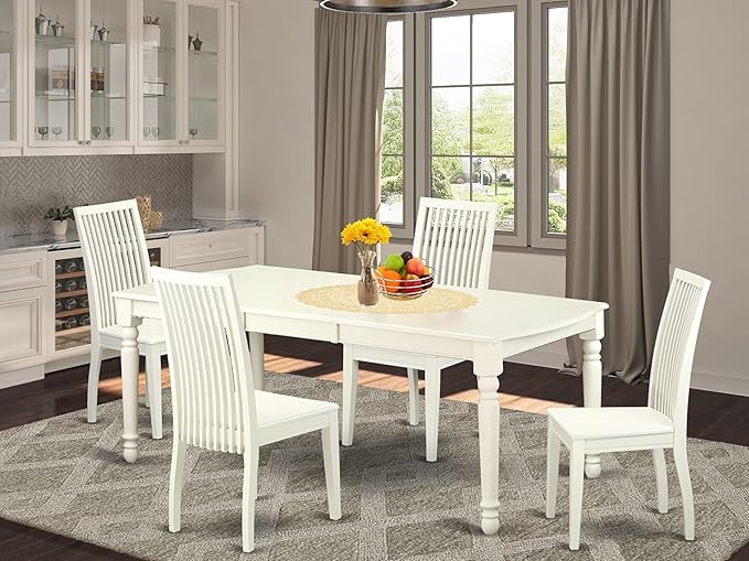 East West Furniture DOIP5-LWH-W 5 Piece Dining Set Includes a Rectangle Dining - Image 2