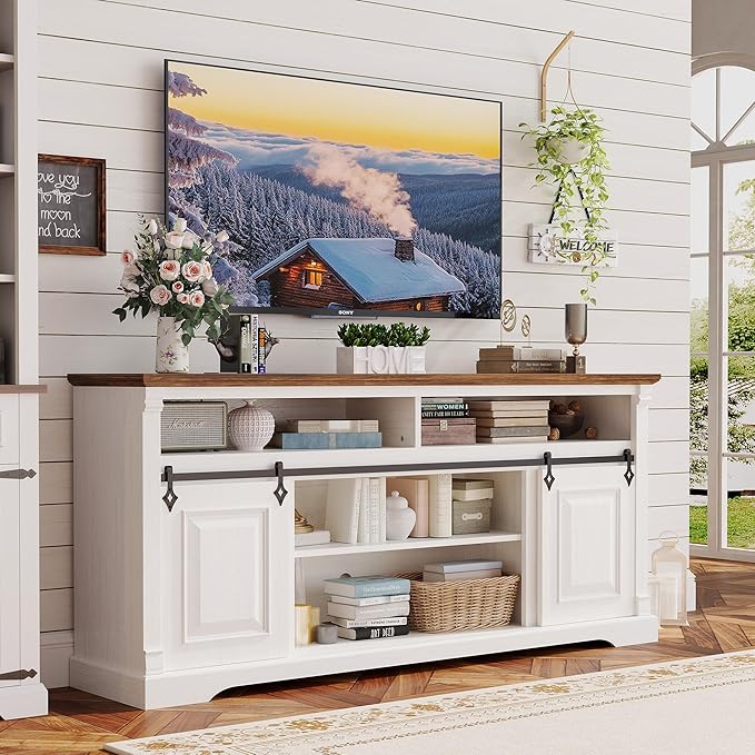 IRONCK Farmhouse TV Stand for 75+ Inch TV, Media Console for Living Room by IRONCK