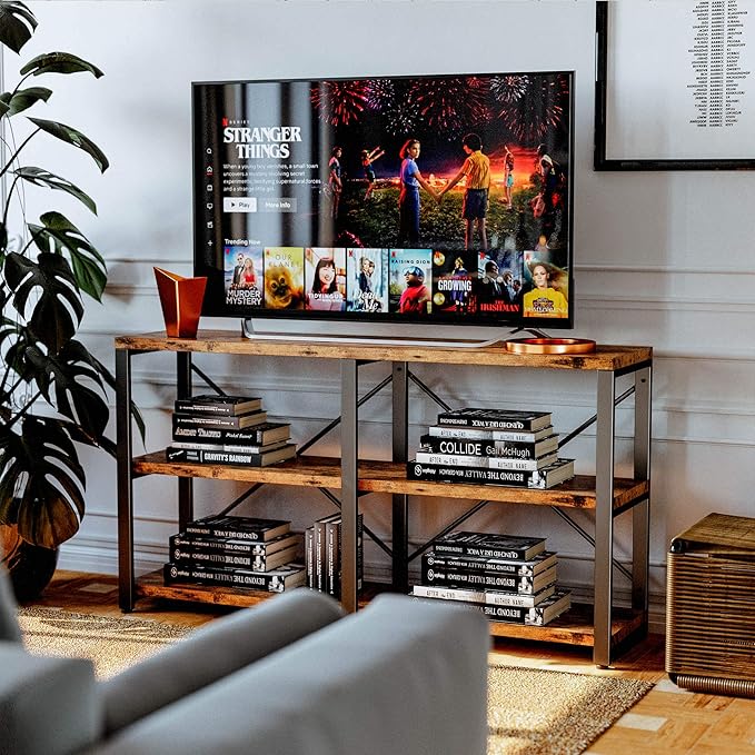 IRONCK Rustic Entryway Console Table, Long Hallway Table 55 in 3-Tier, TV Stand - Image 5