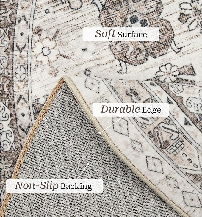 zesthome 9ft Round Rugs for Living Room, Non-Slip Washable Round Area Rugs - Image 4