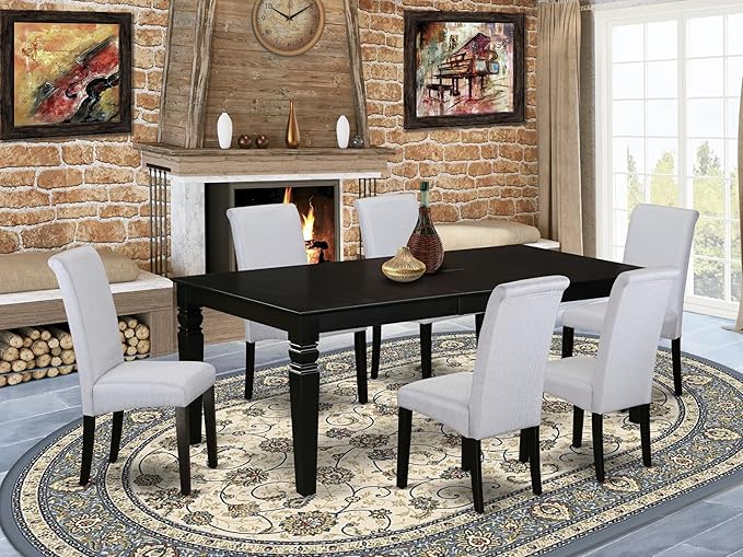 East West Furniture LGBA7-BLK-05 7 Piece Dining Room Table Set Consist of a - Image 2