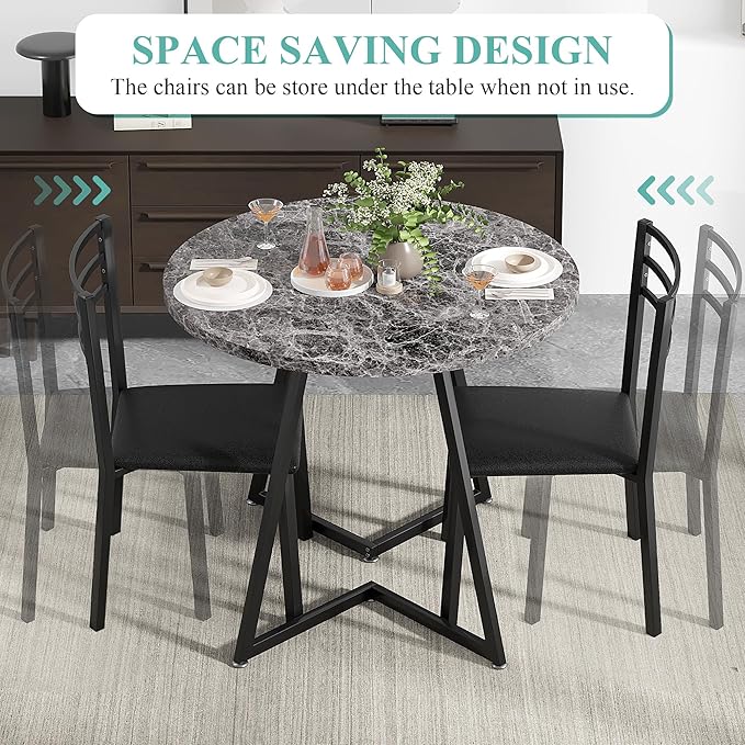 VECELO Small Round Dining Table Set - Image 5