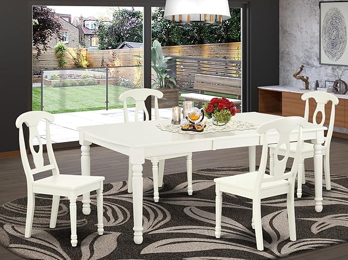 East West Furniture DOKE5-LWH-W 5 Piece Kitchen Table Set - Image 2