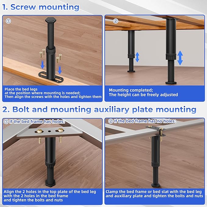 6 Pcs Adjustable Height Bed Support Legs 7.08-12.5 inch - Image 5