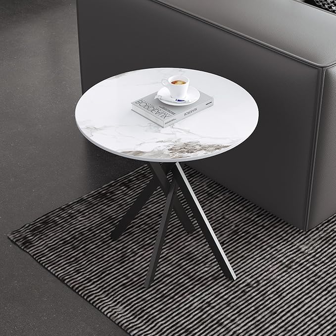 Small Round Marble Side Coffee Table Set of 2 - Image 4