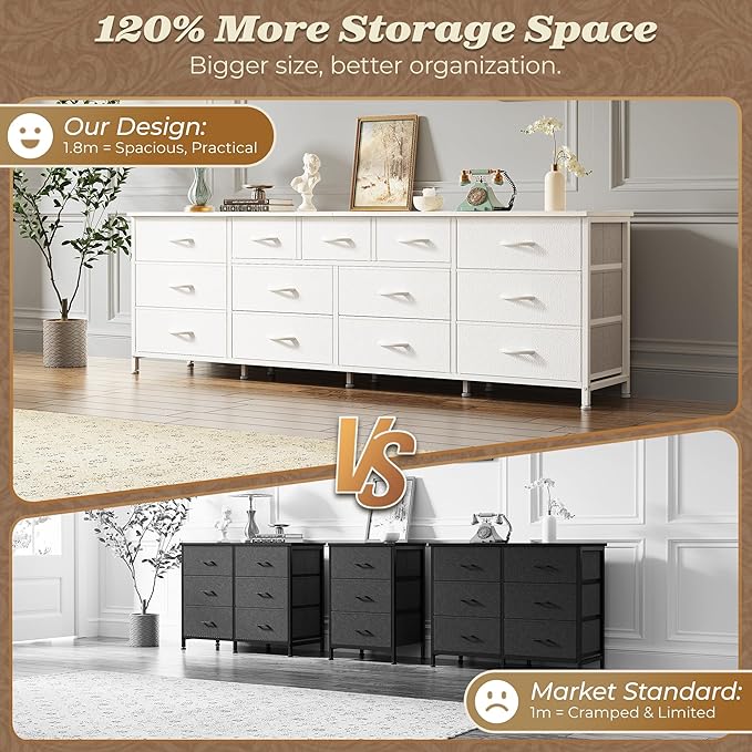 Huuger 70 Inch White Dresser for Bedroom, TV Stand for 65, 80 Inch TV, 13 - Image 6