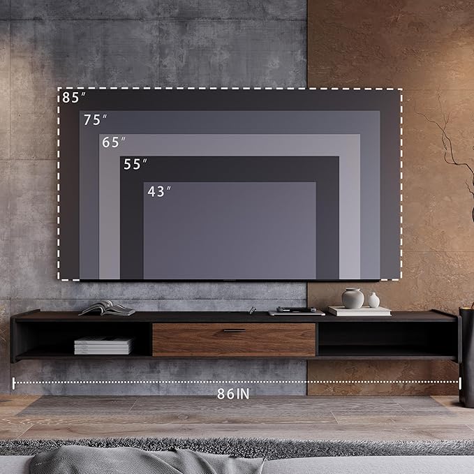 94'' Floating TV Stand, Wall Mounted TV Console, Floating TV Cabinet, Under TV - Image 7