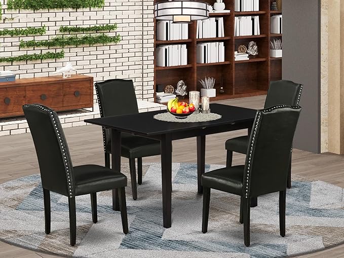 East West Furniture NOEN5-BLK-69 5 Piece Kitchen Table & Chairs Set Includes a - Image 2
