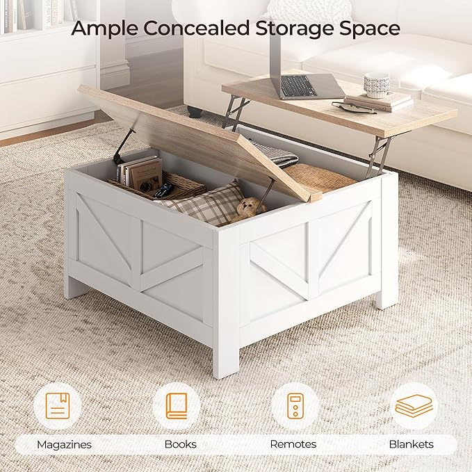 Yaheetech Farmhouse Lift Top Coffee Table - Image 5