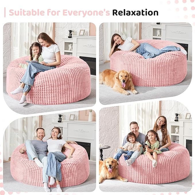 HABUTWAY 4FT Bean Bag Chair, Memory Foam Beanbag Chair - Image 4