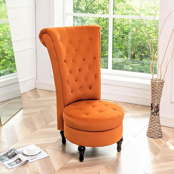 Container Furniture Direct Royal High-Back Velvet Accent Chair - Image 9
