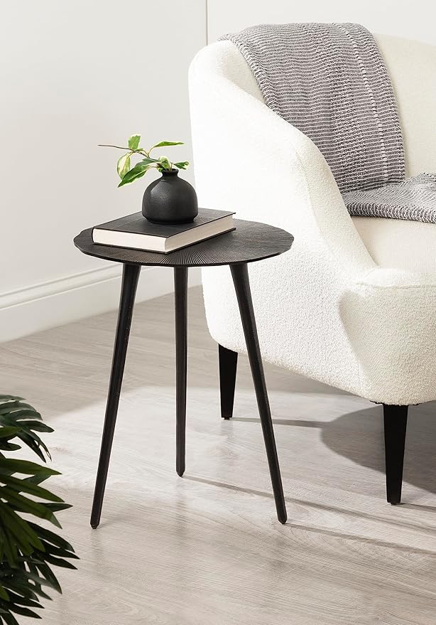 Kate and Laurel Sancia Modern Round Side Table, Sand Casted Aluminum Bedside - Image 2