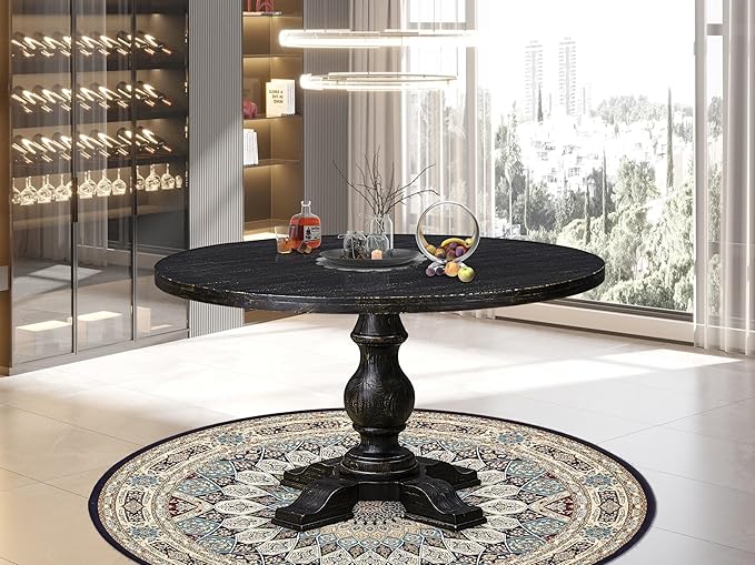 I55-11-TP Breakfast Table with Acacia Wood Round Tabletop and Stylish Pedestal - Image 2