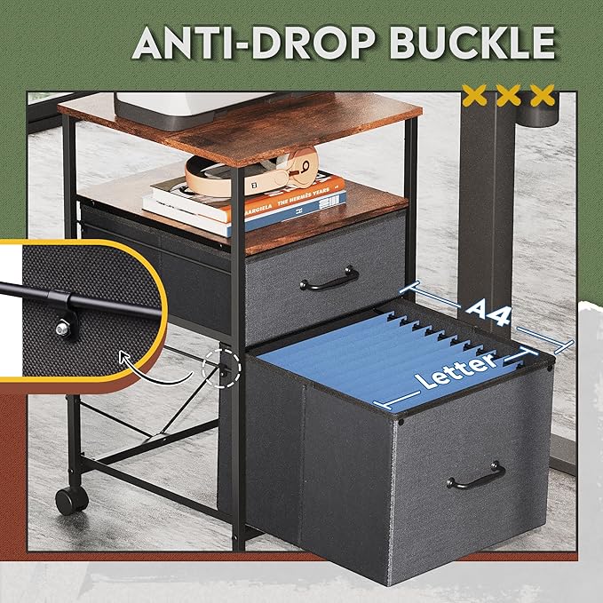 DEVAISE 2 Drawer Mobile File Cabinet, Rolling Printer Stand - Image 5