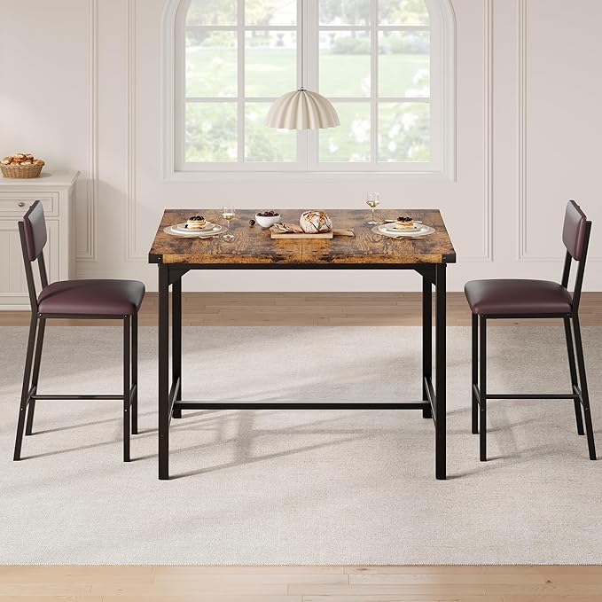 IDEALHOUSE Dining Table Set for 2 w/Counter Height Table & 2 Upholstered Bar - Image 4