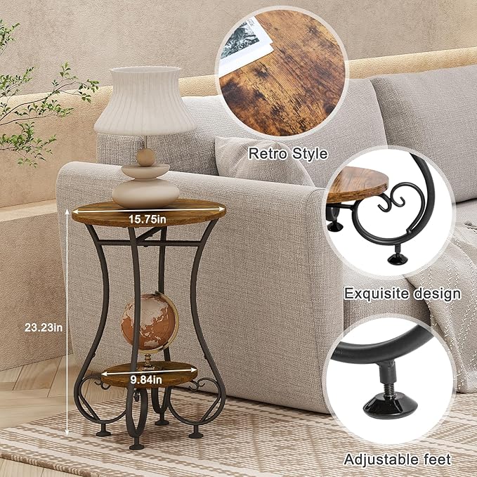 Side Table, Small Round End Table - Image 6