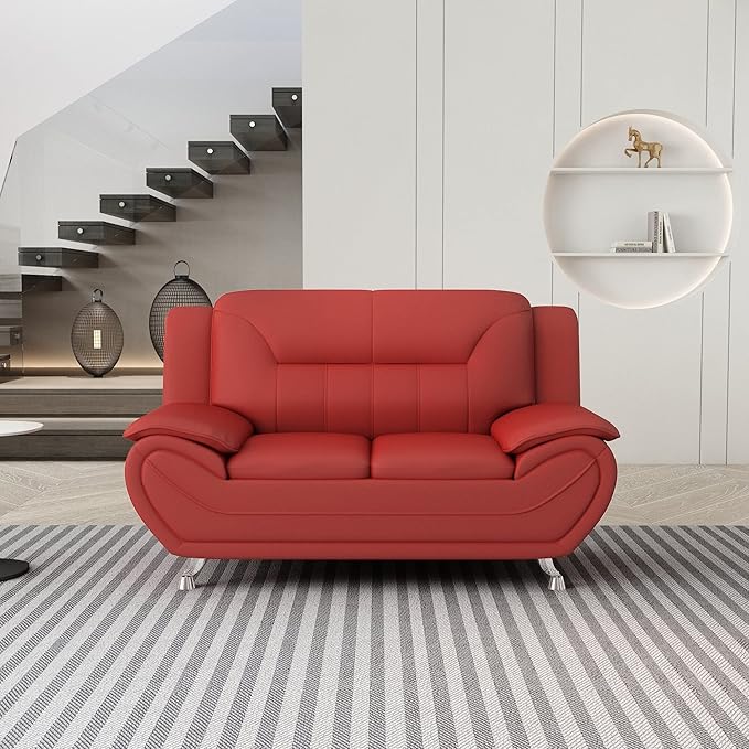 Container Furniture Direct Michael Modern Faux Leather Upholstered Stainless - Image 16