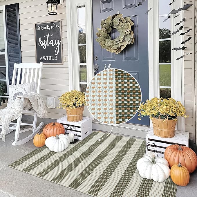 OJIA Outdoor Rug 3'x5', Washable Entryway Rugs Indoor Fall Front Door Mat by OJIA