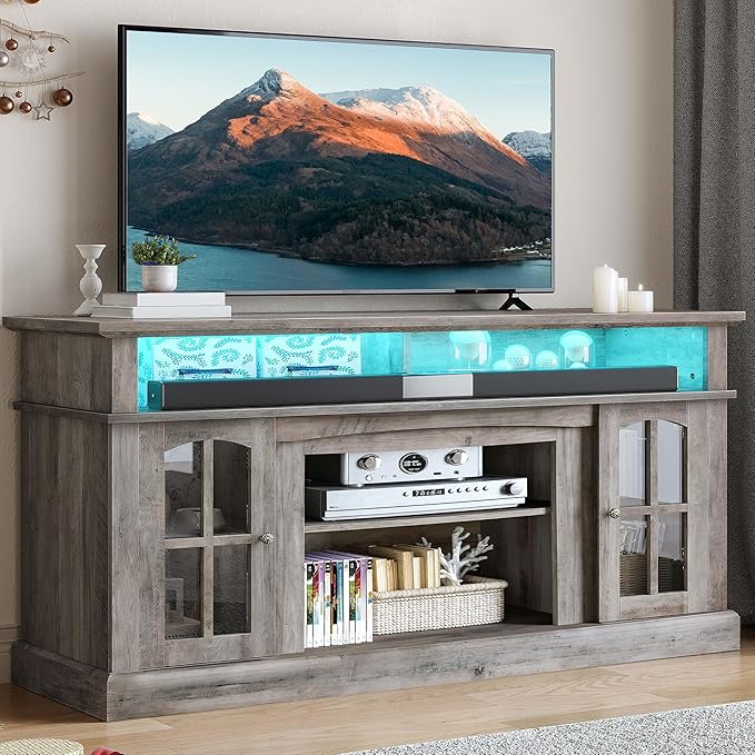 YITAHOME LED Farmhouse TV Stand by YITAHOME